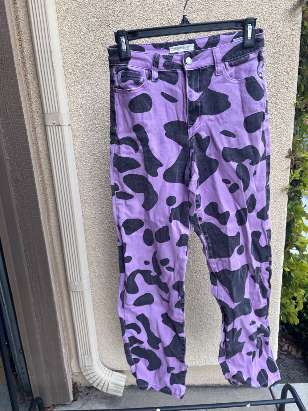 Machine Purple with Black Cow-Print Bootcut Jeans